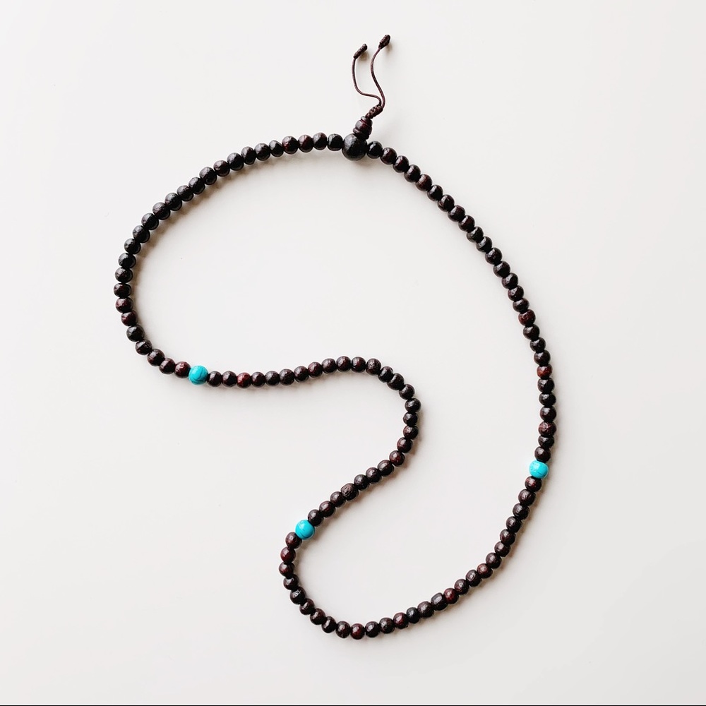 NWOT Wooden & Turquoise Mala